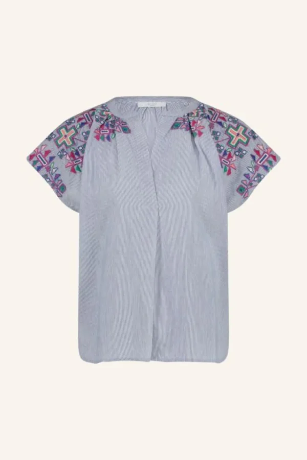 amie embroidery blouse | indi grey-By bar Fashion