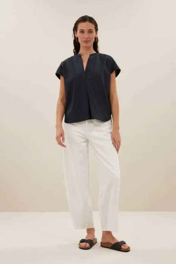 amie poplin blouse | midnight-By bar Cheap