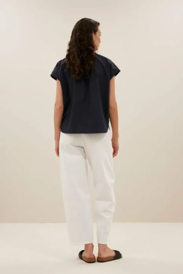 amie poplin blouse | midnight-By bar Cheap