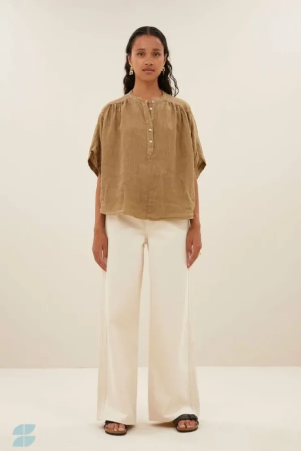 axel linen blouse | khaki-By bar Outlet