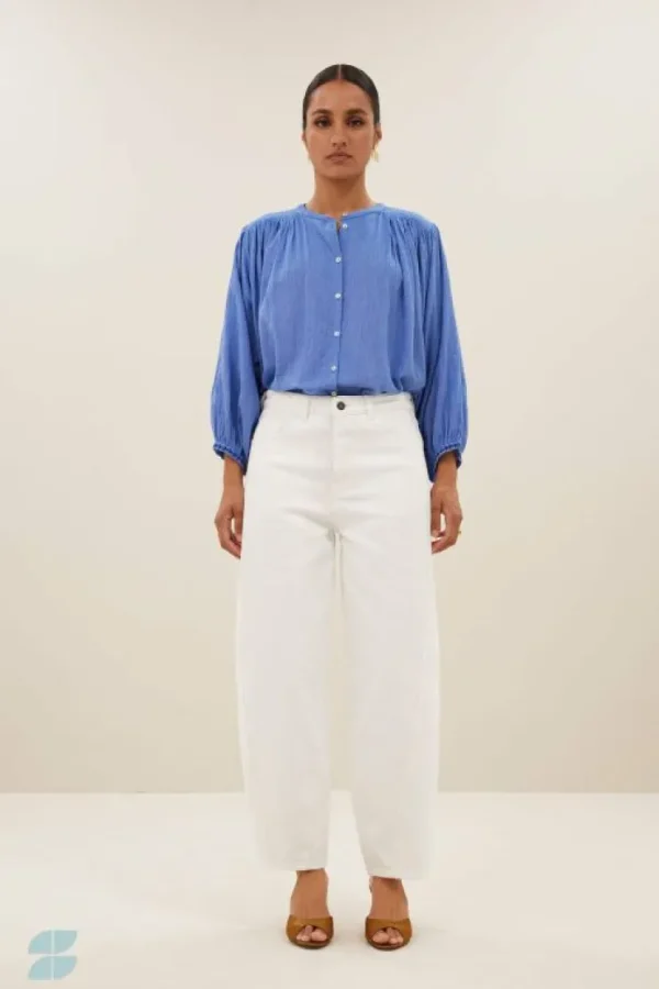 becky athia blouse | sapphire blue-By bar Clearance