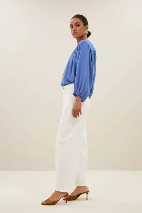 becky athia blouse | sapphire blue-By bar Clearance