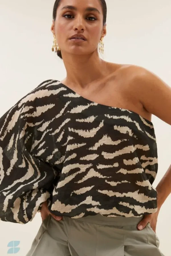 bella zebra blouse | black zebra print-By bar Best Sale