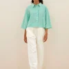 bernie blouse | green seer stripe-By bar Fashion