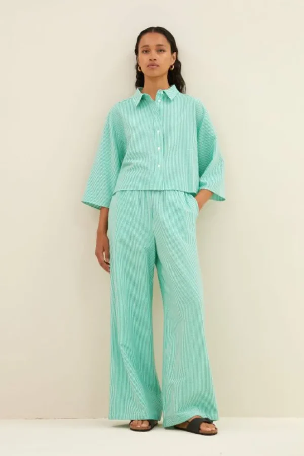 bernie blouse | green seer stripe-By bar Fashion