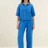 cris linen blouse | queens blue-By bar Sale