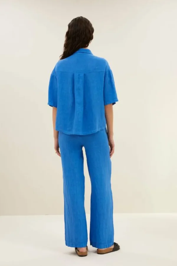 cris linen blouse | queens blue-By bar Sale