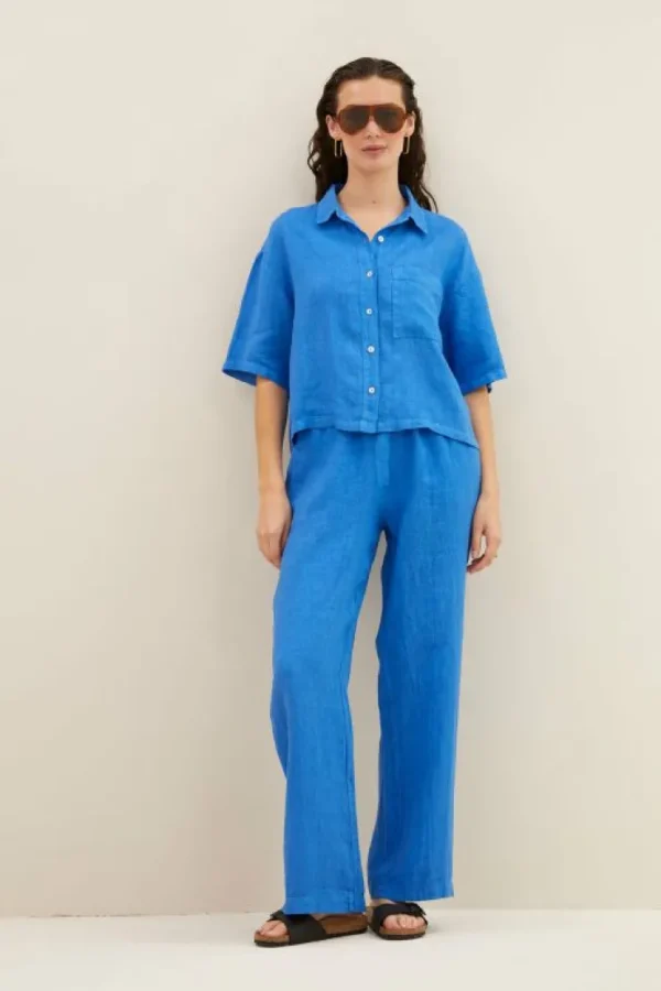 cris linen blouse | queens blue-By bar Sale