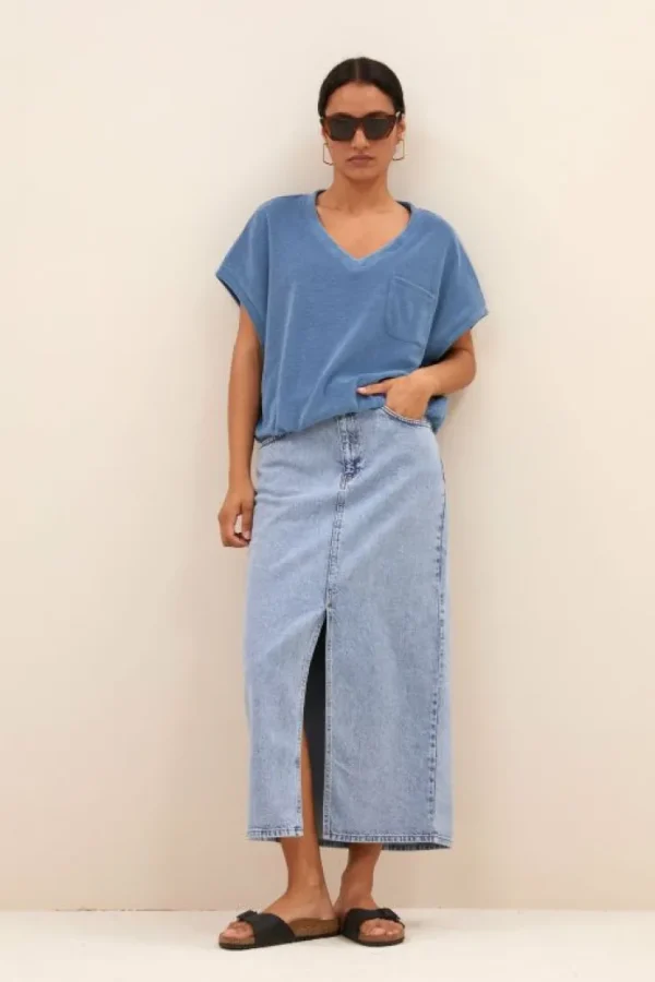 elba denim skirt | light denim-By bar Outlet