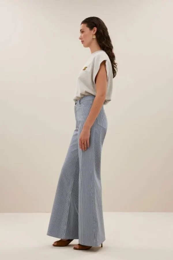 femme stripe pants | blue milky stripe-By bar Outlet