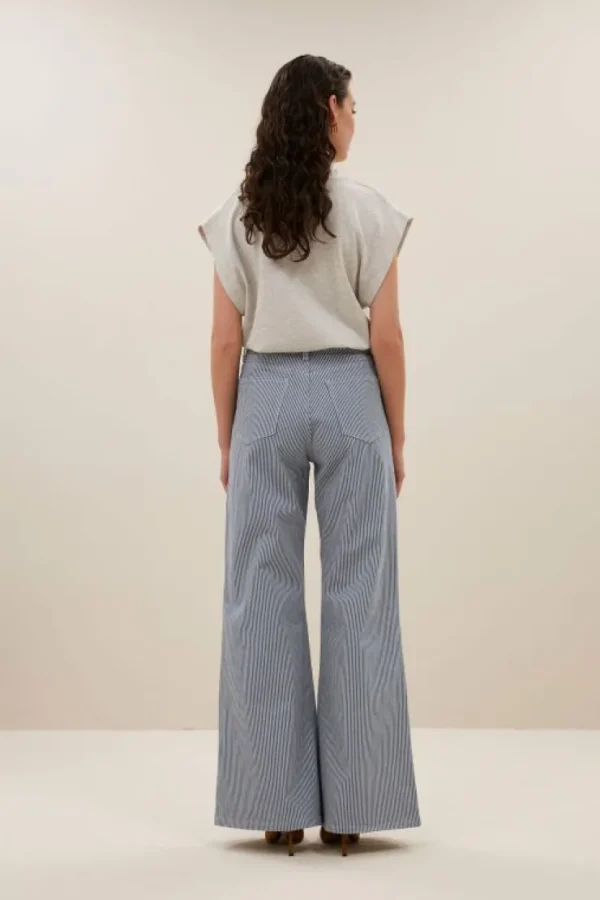 femme stripe pants | blue milky stripe-By bar Outlet