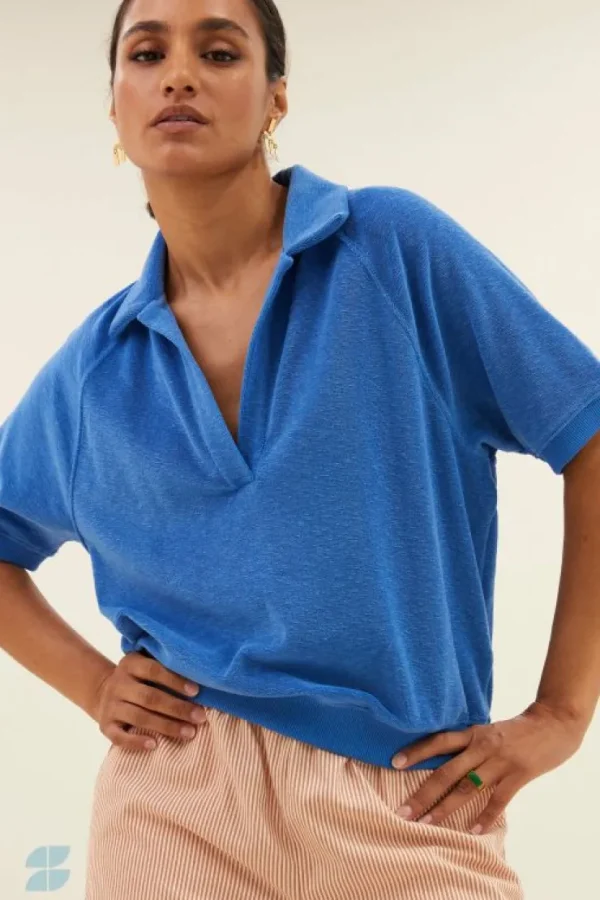 harper slub top | queens blue-By bar Hot