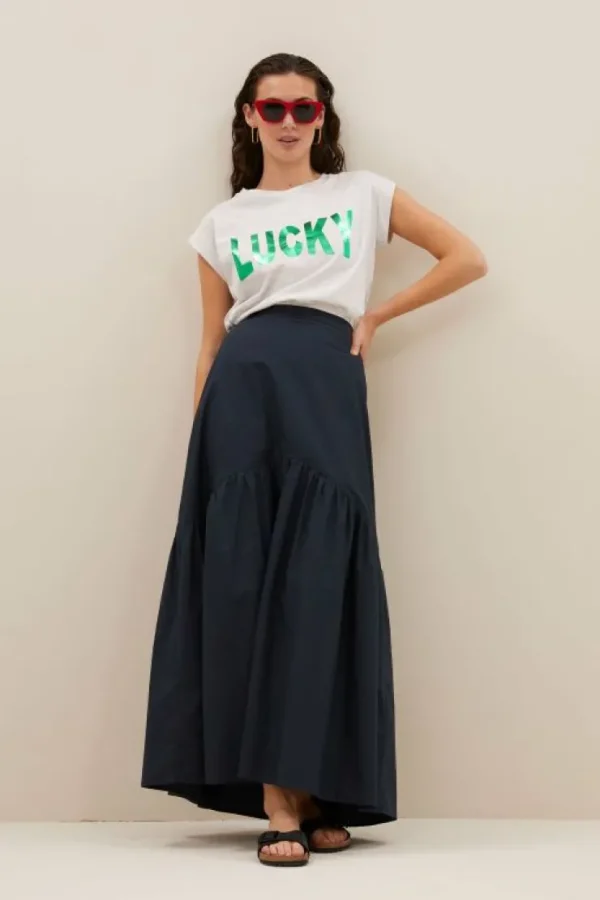 joya poplin skirt | midnight-By bar Clearance