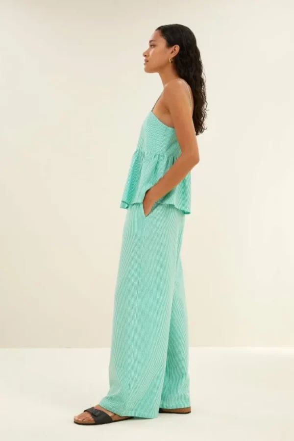 leah stripe top | green seer stripe-By bar Discount