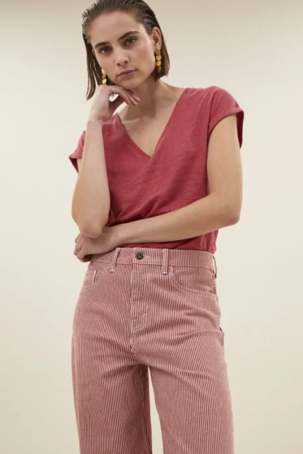 lew stripe pants | red milky stripe-By bar Hot
