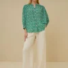 lucy graphic blouse | graphic green-By bar Clearance