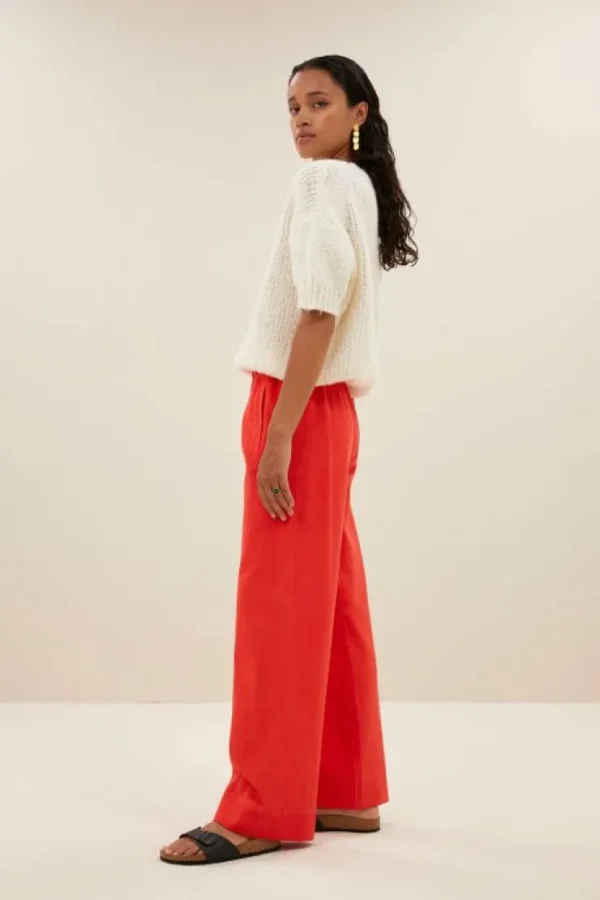 mees twill pants | poppy red-By bar Store