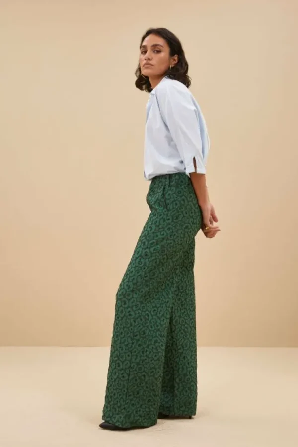 neal leo pants | green panter print-By bar Clearance