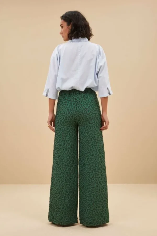 neal leo pants | green panter print-By bar Clearance