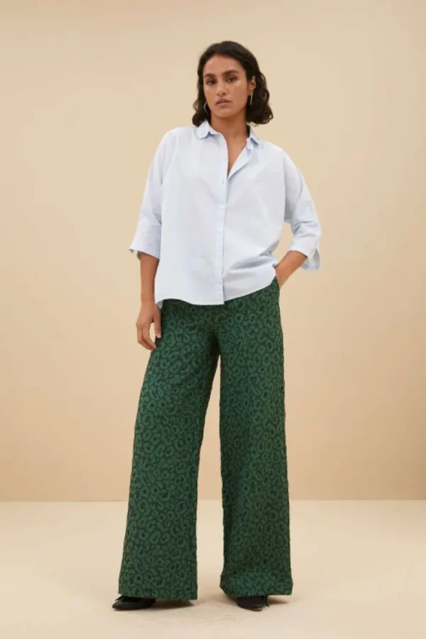 neal leo pants | green panter print-By bar Clearance