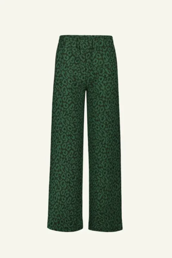neal leo pants | green panter print-By bar Clearance