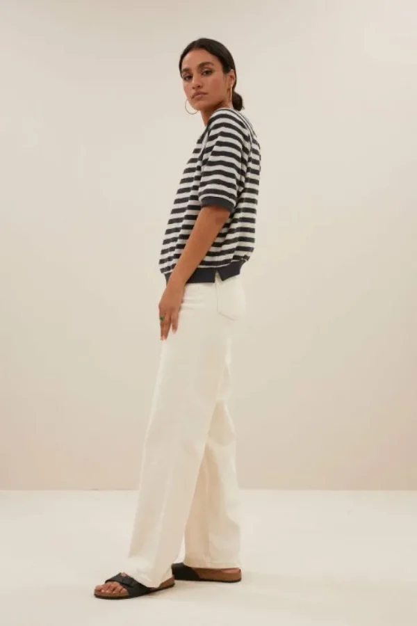 neva slub stripe top | jet black-By bar Sale