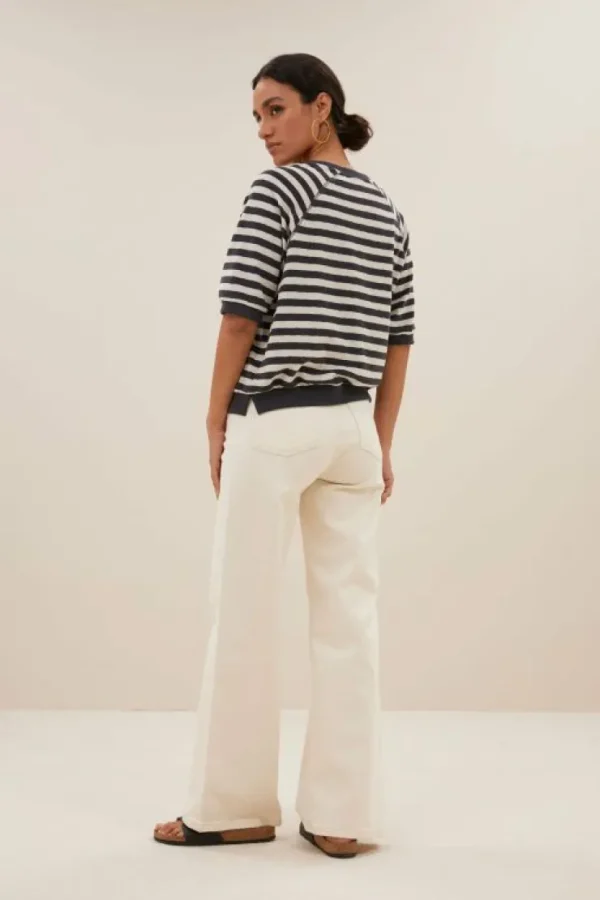 neva slub stripe top | jet black-By bar Sale