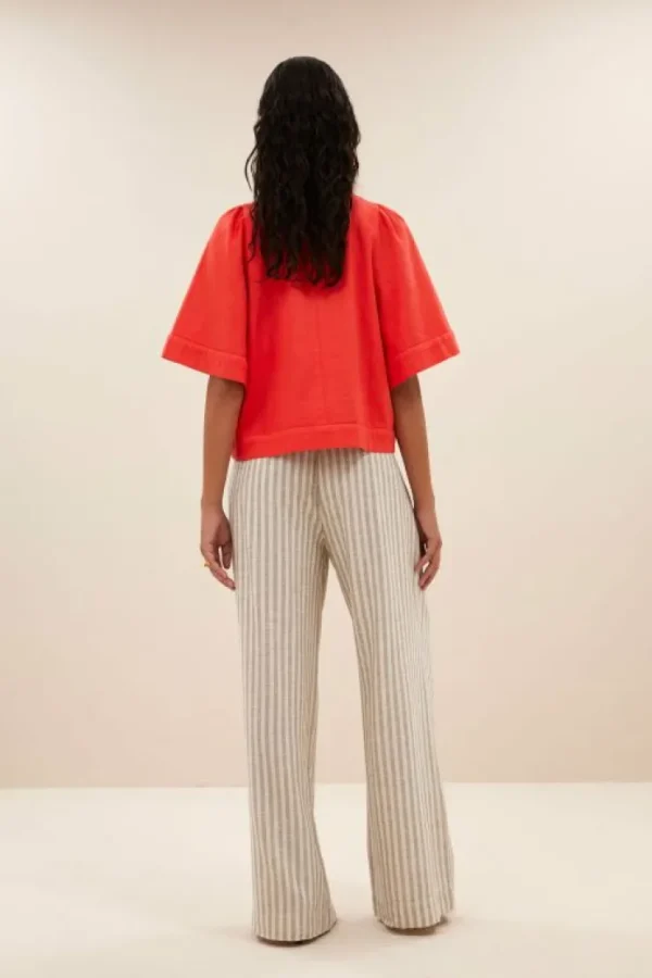 olivia twill blouse | poppy red-By bar New
