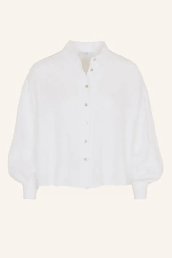 sarah short linen blouse | bright white-By bar Flash Sale
