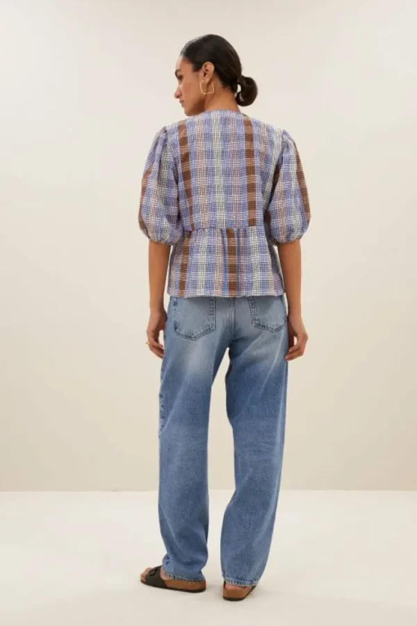 serena check blouse | grid print-By bar Online