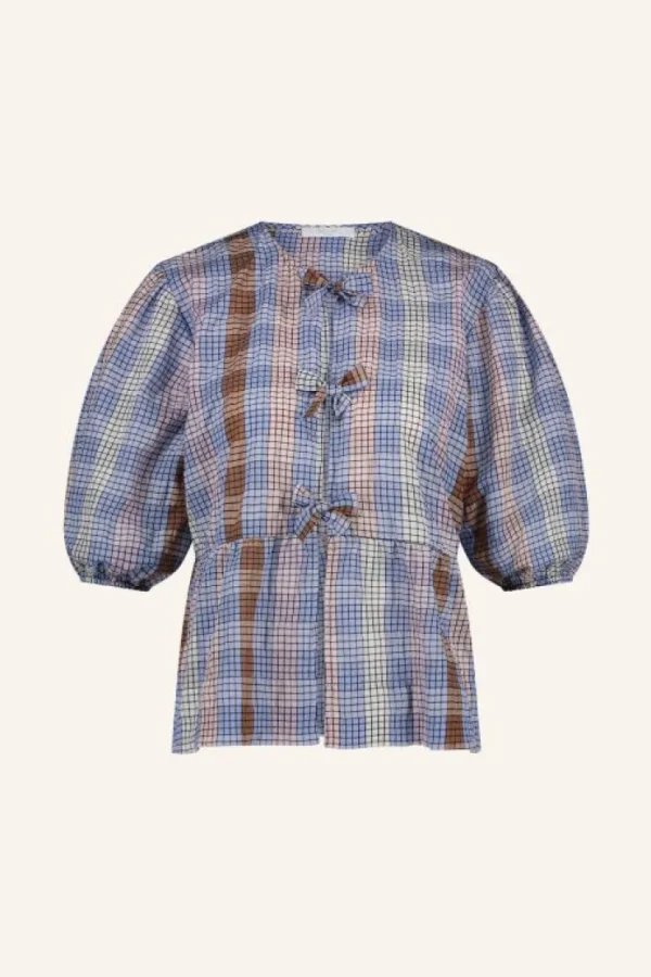 serena check blouse | grid print-By bar Online