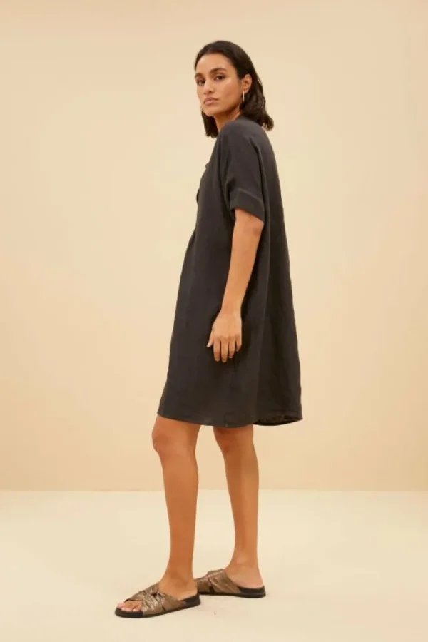 tais linen dress | jet black-By bar Shop