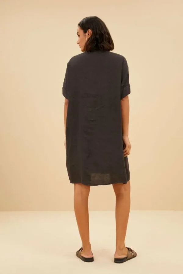 tais linen dress | jet black-By bar Shop