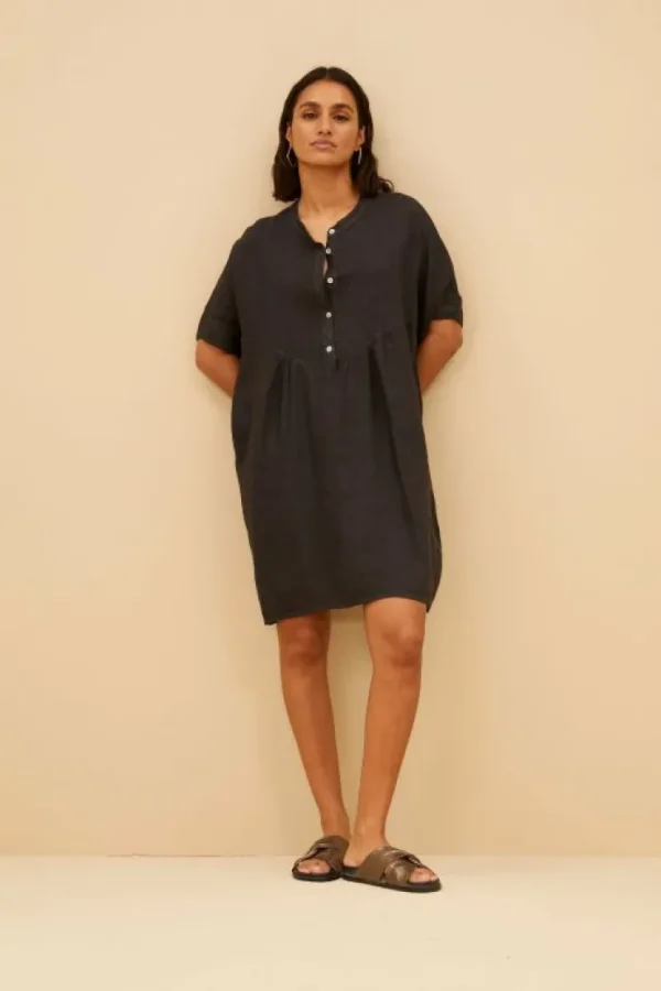 tais linen dress | jet black-By bar Shop
