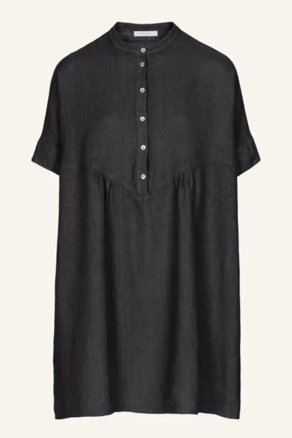 tais linen dress | jet black-By bar Shop